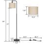 DEWENWILS 63 inch Black Floor Lamp with White Linen Drum Shade, Adjustable Lampshade, Standing Tall Lamp for Living Room, Bedroom, Office, Simple Design Farmhouse Style
