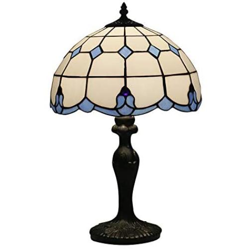 Vintage Tiffany Style Bedside Table lamp, White Simple Table Light Glass Shade E26 Zinc Alloy Desk Light for Bedroom Living Room-White 19inch Vintage Tiffany Style Bedside Table lamp, White Simple Table Light Glass Shade E26 Zinc Alloy Desk Light for Bedroom Living Room-White 19inch