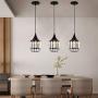 TFCFL 3 Pack Pendant Light Fixture, Industrial Crystal Ceiling Hanging Lighting Adjustable for Dining Room Living Room Kitchen Island (Black)