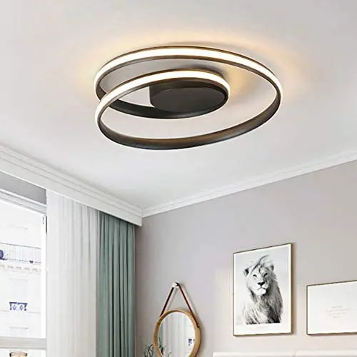 TFCFL Modern LED Ceiling Light, Flush Mount Dimmable Pendant Lamp 3500K - 6000K Acrylic Chandeliers fixtures Lighting with Remote Control for Living Room Bedroom (Black)