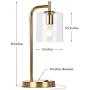 Brightech Elizabeth Office Desk Lamp - Wireless Charging Pad and USB Port – Living Room Table Light for Midcentury, Industrial & Farmhouse Decor - Hanging Glass Shade - LED Bulb - Brass Gold Color
