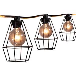 Brightown 20Feet Outdoor Patio String Lights with 12 Clear G40 Bulbs and 12 Vintage Metal Lamp Shades, Indoor Outdoor Hanging Lights for Cafe Backyard Garden Porches Deck Market Garden Decor, Black