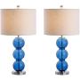 JONATHAN Y JYL1070E-SET2 Bella 27'' Glass Triple-Sphere LED Table Lamp Contemporary,Transitional for Bedroom, Living Room, Office, College Dorm, Coffee Table, Bookcase, CobaltBlue/Chrome(Setof2)