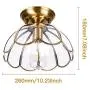 Gaze Vintage Brushed Brass Semi Flush Mount Ceiling Light(7.08'' H) Copper with Clear Glass Shade Ceiling Lamp for Bedroom, Laundry, Living Room,Foyer,Hallway,Entrance