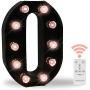 26 LED Letters Light Alphabet Marquee Signs, Ampersand Remote Timer Light Up Signs with Letters Desk Table Lamp for Bedroom, Bar, Wall Decor- Black Letter O