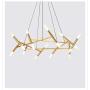 BOKT Mid Century Modern 20-Light Polygonal Chandelier Light Fixture for Kitchen Living Room Foyer Dining Room Ceiling Lamp Includ G4 Warm White Bulbs (Bronze)