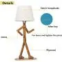 VOGLEE Novelty Cool DIY Desk Lamp for Kids Bedroom Adjustable Beside Table Lamp Swing Arm Wood Nightstand Light Living Room Dorm (Walnut)