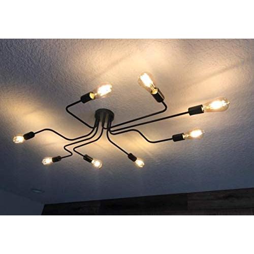 Ceiling Light Fixture Industrial Metal Flush Mount Light Ceiling Lamp with 8 Lights for Dining Room Kitchen Living Room Lighting