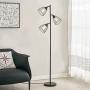 WOXXX LED Industrial Floor Lamp For Living Room Bright Lighting Tall Stand Up Lamp Farmhouse Rustic Modern Black Tree Floor Lamps For Bedrooms, Office With Reading Light Standing Lamp 3 Bulbs Included