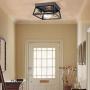 HMVPL Industrial Close to Ceiling Light, Farmhouse Light Fixtures Flush Mount Lighting Mini Ceiling Lamp 2-Light for Kitchen Island Dining Room Bedroom Foyer Hallway
