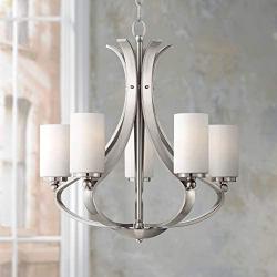 Kadence Brushed Nickel Chandelier 23 1/4'' Wide Modern Opal Frosted Glass 5-Light Fixture for Dining Room House Foyer Kitchen Island Entryway Bedroom Living Room - Possini Euro Design