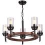 25'' Wood Round Ceiling Light Fixture, Rustic Farmhouse Chandeliers Pendant for Dining Rooms Rustic (25'' / 5 Lights)