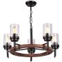 25'' Wood Round Ceiling Light Fixture, Rustic Farmhouse Chandeliers Pendant for Dining Rooms Rustic (25'' / 5 Lights)