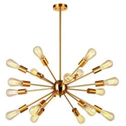 Sputnik Chandelier Brass 18 Light Mid Century Modern Pendant Lighting Industrial Vintage Ceiling Light UL Listed by VINLUZ