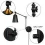 Industrial Plug in Wall Sconces with Matte Black Farmhouse Swing Arm Wall Lamp for Bedroom Bathroom Dining Room Kitchen ( Set of 2 )
