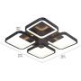 Leniure Black Square LED Light Ceiling Lamp Contemporary Chandelier Lighting Fixture 18'' Wide 18'' Deep 4'' High, Warm White 3000K