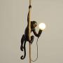 IJ INJUICY Monkey Pendant Light, Resin Hanging Lamp, Hemp Rope Ceiling Light Fitting for Kitchen, Bedroom, Living Dining Room, Corridor, Restaurant, Bar (Black)