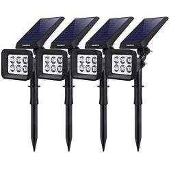 InnoGear Solar Lights Outdoor, 6 LED Solar Landscape Spotlights 2-in-1 IP65 Waterproof Auto On/Off Outdoor Lights Decorative Wall Light for Yard Garden Driveway Pathway Pool, Pack of 4 (White)