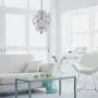 Riomasee Plug in Chandelier Mini Chrome Chandelier 1 Light Elegant Chandelier Crystal Iron Ceiling Light Fixture for Bedroom,Bathroom,Dining,Living Room