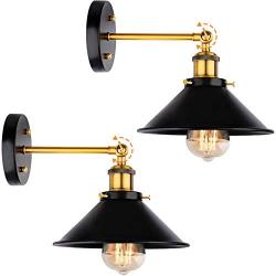 CINOTON Wall Sconce, Swing Arm Wall Light with 240 Degree Adjustable, Industrial Vintage Wall Lamp Bronze Finish Include 4W 2700k Bulbs for Bedroom, Bookcase,Dining Room, Restaurant (2PACK)