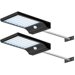 CREATIVE DESIGN Solar Lights Outdoor, 80 LED Gutter Solar Lights with Mounting Pole Motion Lights for Patio Barn Garage, Pack of 2