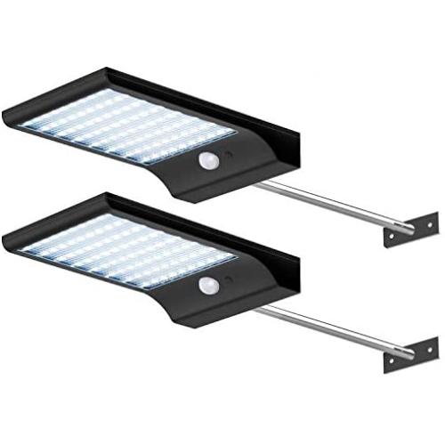 CREATIVE DESIGN Solar Lights Outdoor, 80 LED Gutter Solar Lights with Mounting Pole Motion Lights for Patio Barn Garage, Pack of 2