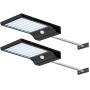 CREATIVE DESIGN Solar Lights Outdoor, 80 LED Gutter Solar Lights with Mounting Pole Motion Lights for Patio Barn Garage, Pack of 2