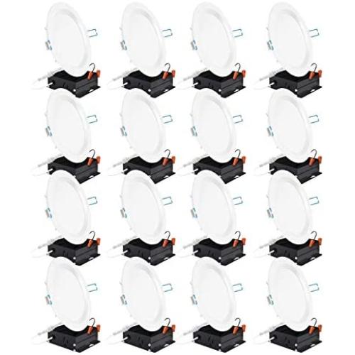 Sunco Lighting 16 Pack 6 Inch Slim LED Downlight, Baffle Trim, Junction Box, 14W=100W, 850 LM, Dimmable, 4000K Cool White, Recessed Jbox Fixture, IC Rated, Retrofit Installation - ETL & Energy Star