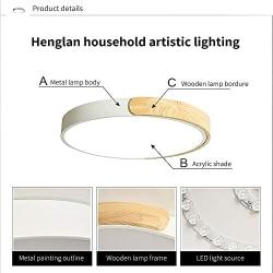 Henglan Ceiling Light, LED Ceiling Lamp Fixture for Living, Bedroom, Kitchen, Hallway, Bathroom, Stairwell，3 Color Temperatures Adjustable Modern Minimalist Ceiling Lighting