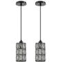 Doraimi 1 Light Polygon Crystal Pendant Lighting (Set of 2) with Painting Black Finish, Modern Style Ceiling Light Fixture with Polyhedral Crystal Shade for Foyer Dining Room Family Room