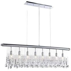 Saint Mossi Modern Crystal Linear Raindrop Chandelier Lighting Flush Mount LED Ceiling Light Fixture Pendant Lamp for Dining Room Bathroom Bedroom Livingroom 8E12 Base H12'' x L 47''