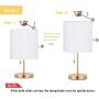 HAITRAL Nightstand Table Lamp - Bedside Lamp, Modern Desk Lamp for Bedroom, Office, College Dorm with Metal Base Fabric Lamp Shade - Gold