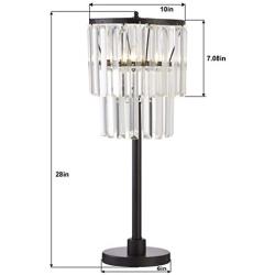 Maxax Crystal Table Lamps, Modern Bedside Desk Lamp Set of 2 Nightstand Lamp for Living Room Bedroom,Black Finish