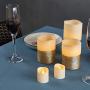 Furora LIGHTING LED Flameless Candles with Remote Control, Set of 8, Real Wax Battery Operated Pillars and Votives LED Candles with Flickering Flame and Timer Featured - Gold Trim