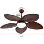 52'' Palm Island Bali Ceiling Fan, Outdoor Ceiling Fan Remote Control with 5 Oil Brushed Bronze Palm Leaf, Farmhouse Ceiling Fan for Living Room/Dining Room/Hall (42 Inch Tropical Outdoor Ceiling Fan)