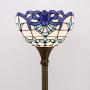 Tiffany Floor Lamp Torchiere Up Lighting W12H66 Inch White Blue Stained Glass Baroque Lampshade Antique Standing Iron Base 1E26 Foot Switch S003B WERFACTORY Lamps Living Room Home Office Decoration