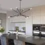 Harriet Modern 8-Light Sputnik Chandelier, Starburst Mid Century Pendant Light，Adjustable Swing Arms Ceiling Light Fixture for Kitchen, Dining Room, Living Room, Black and Rose Gold Finish, HPL02BRG-8