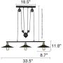 MorNon Three-Light Rustic Pulley Pendant Light Adjustable Height Industrial Ceiling Hanging Light Indoor Edison Island Lamp for Dining Living Room Kitchen Hallway Foyer Farmhouse, Three Light