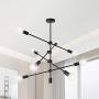 Sputnik Chandelier Farmhouse 8- Light Black Pendant Lighting Vintage Industrial Ceiling Lighting Fixture for Bedroom Kitchen Dining Room Hallway Island