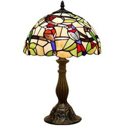 Tiffany Table Lamp Stained Glass Double Birds Table Reading Light W12H18 Inch S805 WERFACTORY LAMPS Parent Lover Friend Kid Living Room Bedroom Office Study Coffee Bar Desk Bedside Antique Crafts Gift