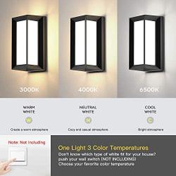 Sytmhoe Outdoor Wall-Porch-Light, Modern Wall Sconce,20W-Led Matte Black Exterior Wall Fixtures,Mounted Wall Patio Lamps,3-Color-Changeable for Garage Walkway Backyard Garden