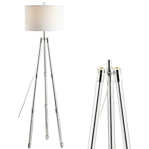 JONATHAN Y JYL2081A Arliss 60'' Surveyors Tripod Metal/Crystal LED Floor Lamp Contemporary,Glam,Modern,Transitional for Bedrooms, Living Room, Office, Reading, Chrome