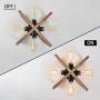 HMVPL Semi Flush Mount Ceiling Lights Fixtures, 4-Lights Farmhouse Close to Ceiling lamp Wooden Pendant Lighting for Kitchen Island Dining Room Bedroom Foyer Hallway Front Door
