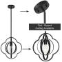 VINLUZ Modern Pendant 1-Light Sphere Black Dining Room Lighting Metal Orbits Globe Chandeliers with Pivoting Interlocking Rings, Industrial Ceiling Light Fixtures Kitchen Island Hallway
