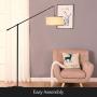 Brightech Hudson 2 - Contemporary Arc Floor Lamp Hangs Over The Couch from Behind - Large, Standing Pendant Light - Mid Century Modern Living Room Lamp - with LED Bulb - Jet Black