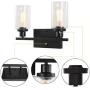 2-Lights Vanity Light Fixture , Bathroom Black Wall Sconces,Indoor Wall Lighting Living Room,Modern Industrial Wall Sconce with Clear Glass Shade and Metal Base for Bedroom Living Room