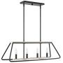 Kira Home Linden 32'' 4-Light Modern Farmhouse Kitchen Island Light, Black + White Ash Wood Style Finish