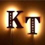 VEELU Personalized Decor Led Night Light Marquee Letter Lights Custom Wooden Engraved Name Wall Light for Bedroom Christmas Wedding - Best Gift for Family Lovers Friends