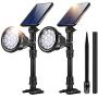 Outdoor Solar Lights, 18 LED Spotlight Waterproof Landscape Lights Solar Security Lamps for Garage Deck Garden Wall (White Light, Pack of 2)