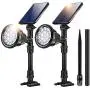 Outdoor Solar Lights, 18 LED Spotlight Waterproof Landscape Lights Solar Security Lamps for Garage Deck Garden Wall (White Light, Pack of 2)
